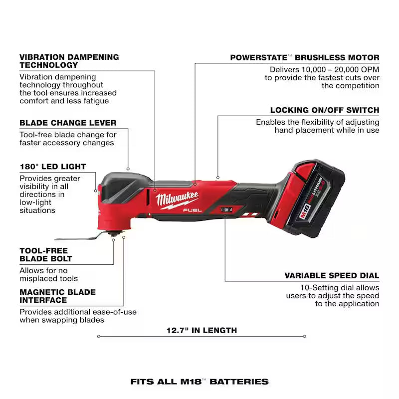 18V Cordless Brushless Oscillating Multi-Tool Kit with 6.0Ah Batteries M68185