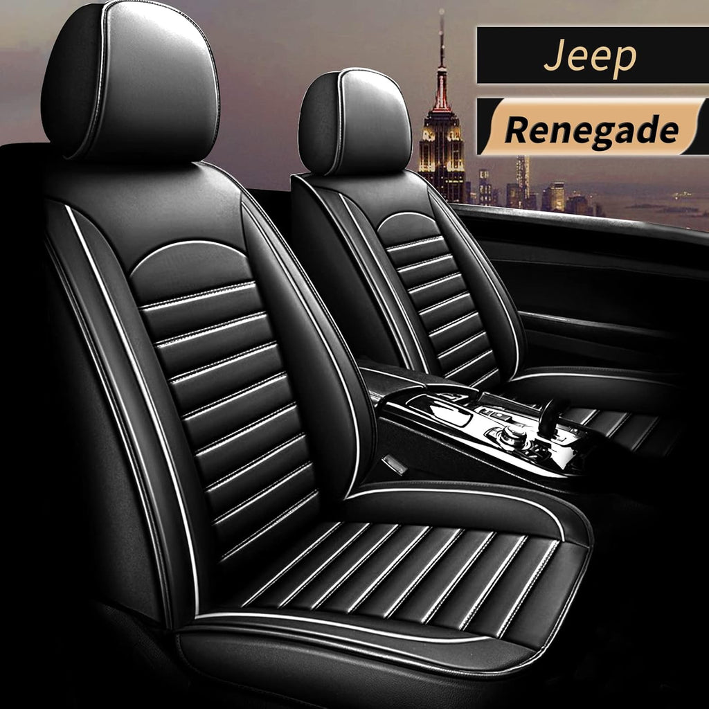 Black Faux Full Set of Car Seat Covers with Airbag Compatible V8652