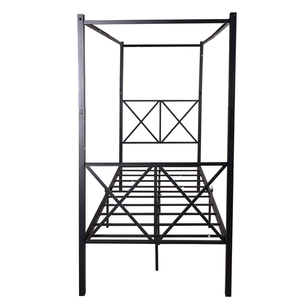 Twin Canopy Bed Frame with X Shaped Frame - Black K33403