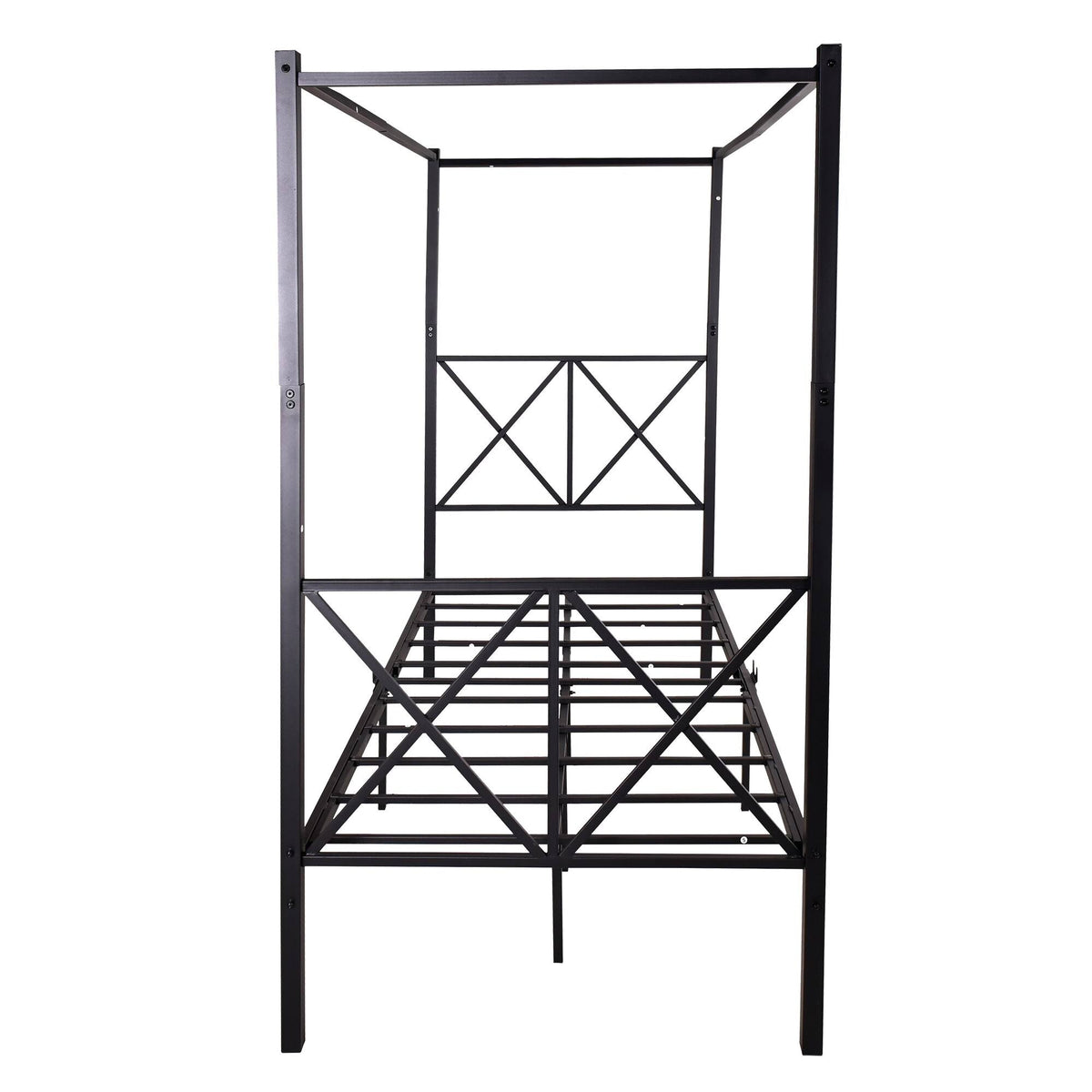 Twin Canopy Bed Frame with X Shaped Frame - Black K33403