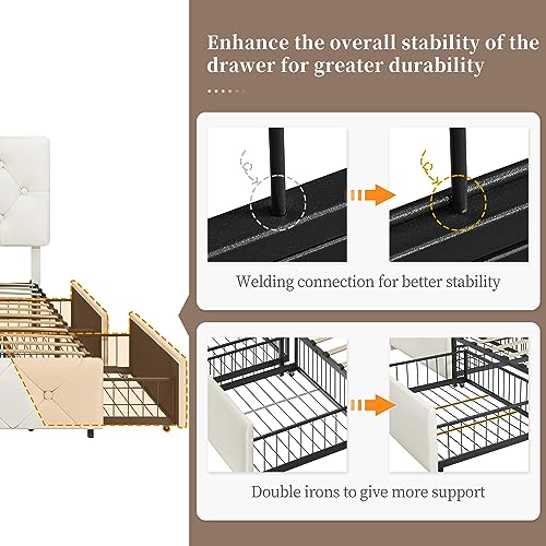 Black Queen Upholstered Bed Frame with 3 Drawers Storage X3410