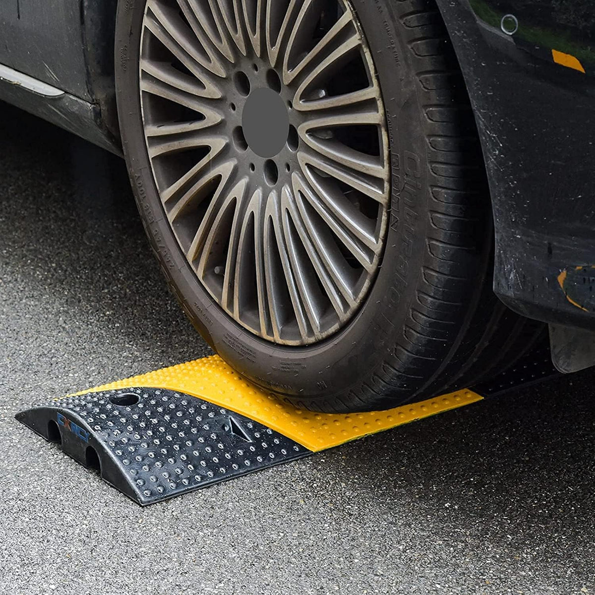 Rubber Speed Bumps 1 Pack 2-Channel 3FT Modular Traffic Driveway Speed Bump Heavy Duty Cable Protector Ramp with 3 Bolts ( 39.4 x 12 W x 2.4 H) Pack of 2 T2551
