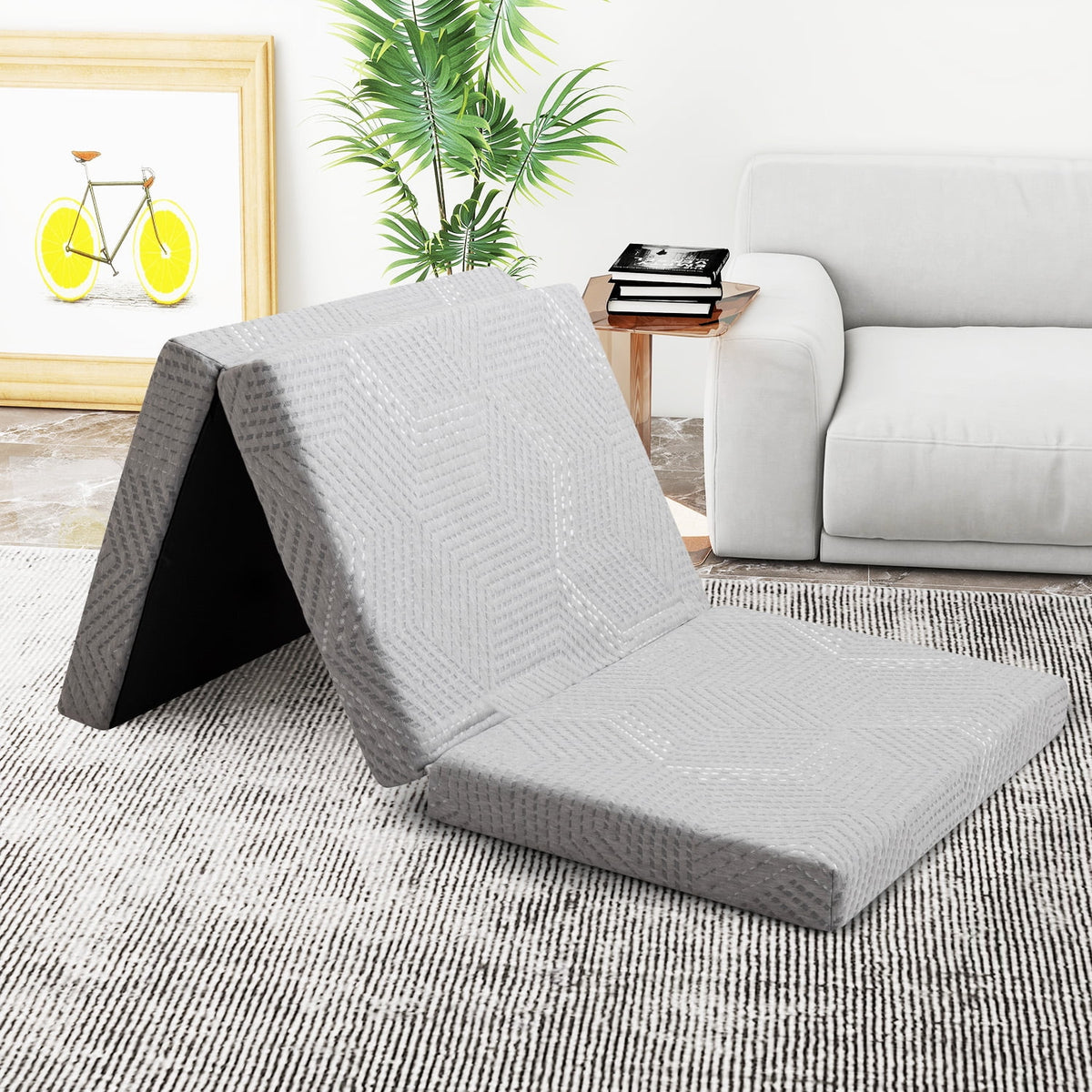 4 Inch Tri Folding Memory Foam Mattress Queen D943