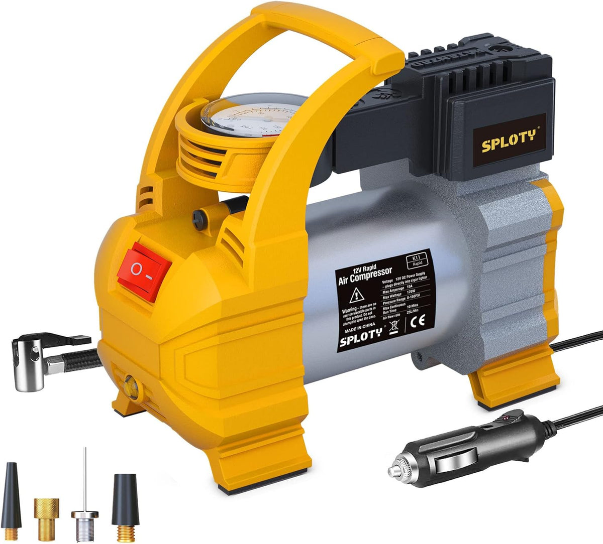 12V DC 140W Portable Tire Inflator with LED Light A154557