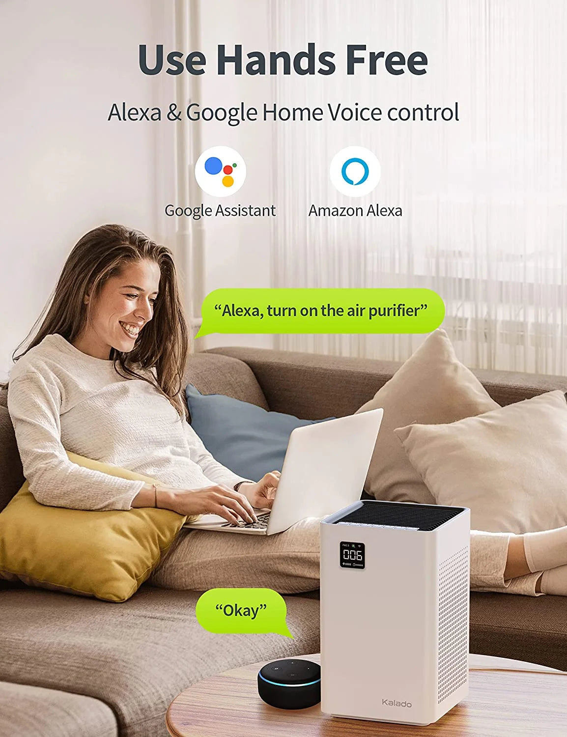 Air Purifier with Wi-Fi, Double Filter, Voice Control, PM2.5 Detector S2427