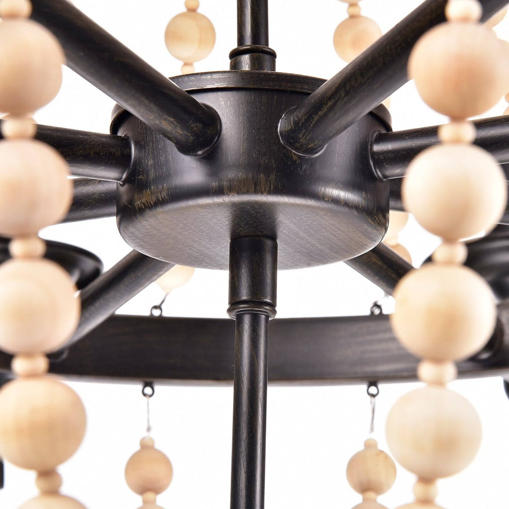 8-Light Candle Style Chandelier with Wood Accents L2394