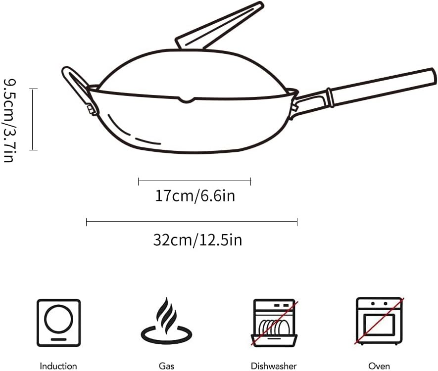 Carbon Steel Wok with Lid 12 Inch B5638