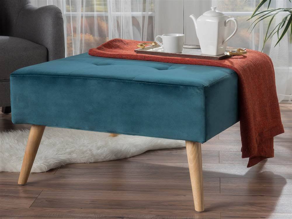 Teal Velvet Ottoman K267