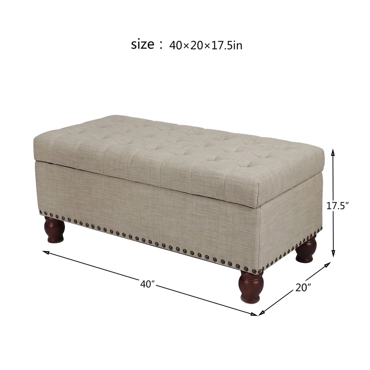Rusty Brown Tufted Storage Ottoman Bench N5008