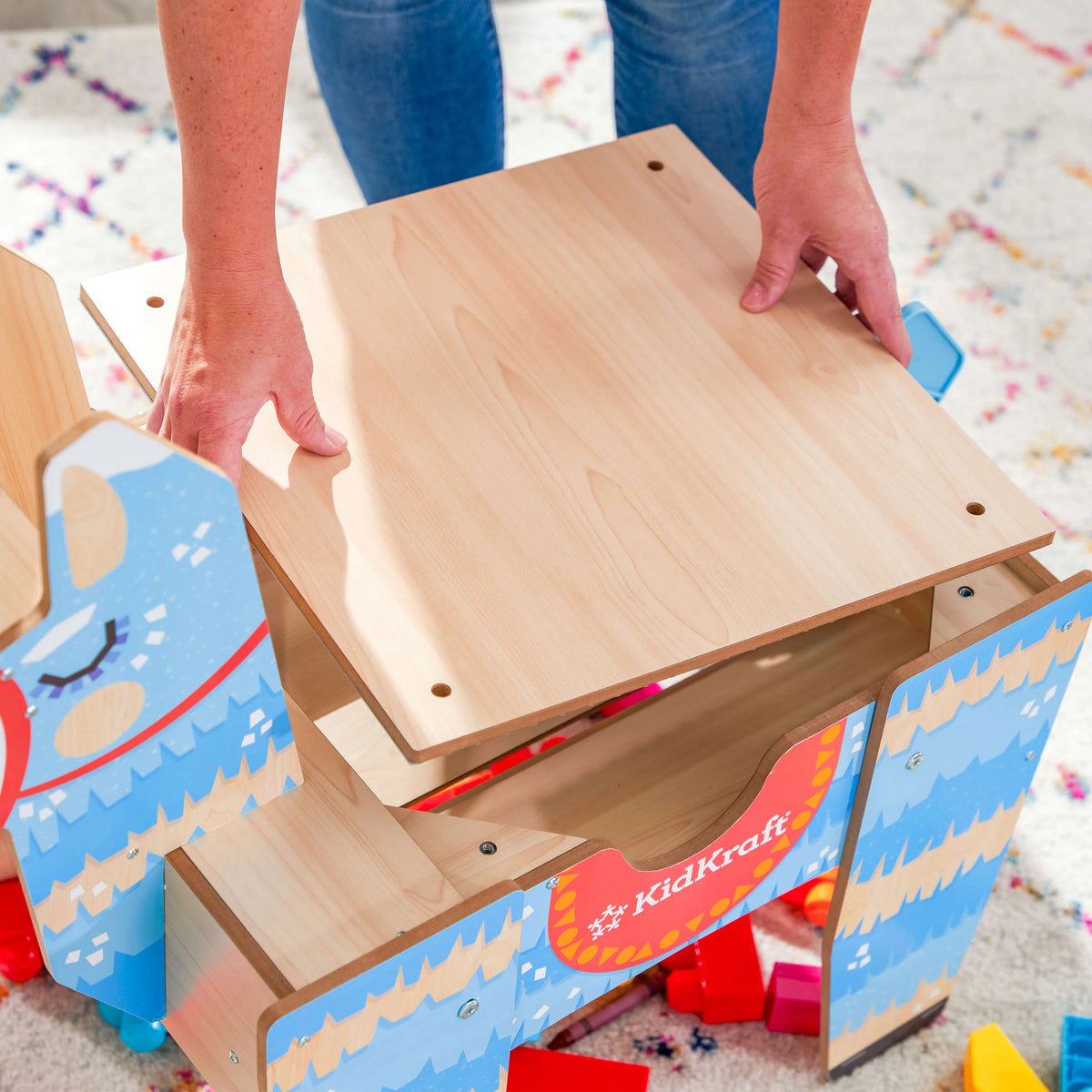 Wooden Table with 50 Blocks Z53270