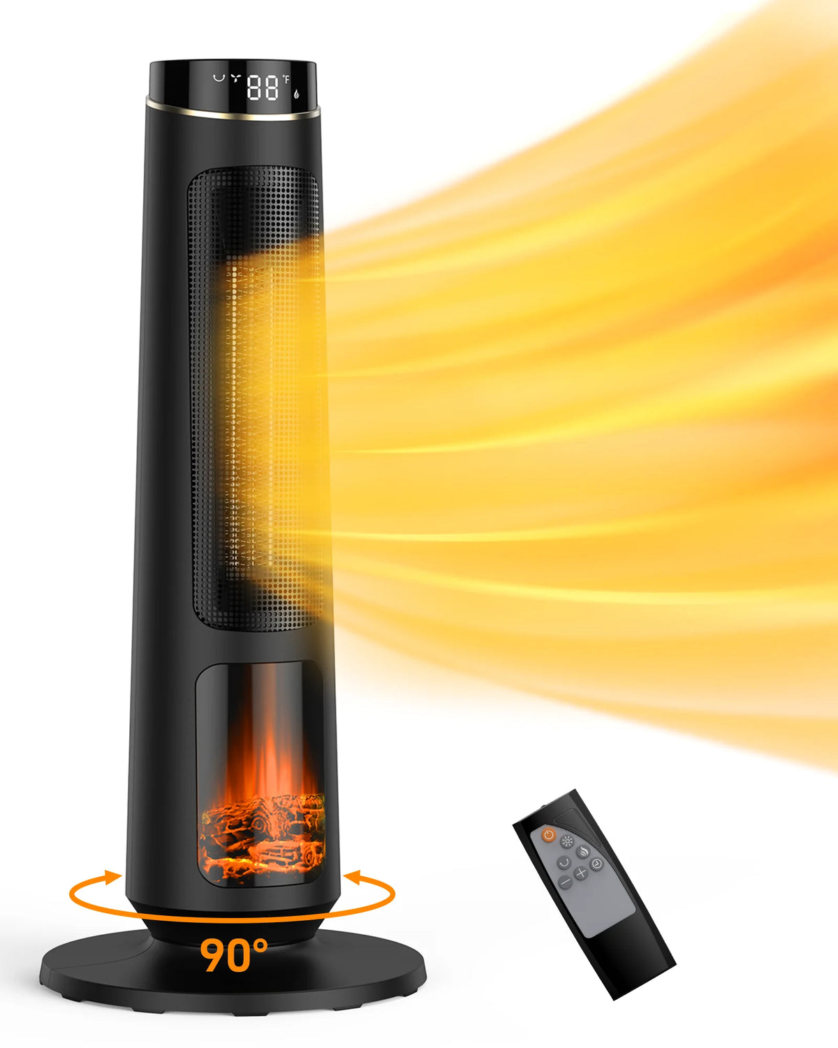 Portable Electric Space Heater with 3D Flame and Remote C8221