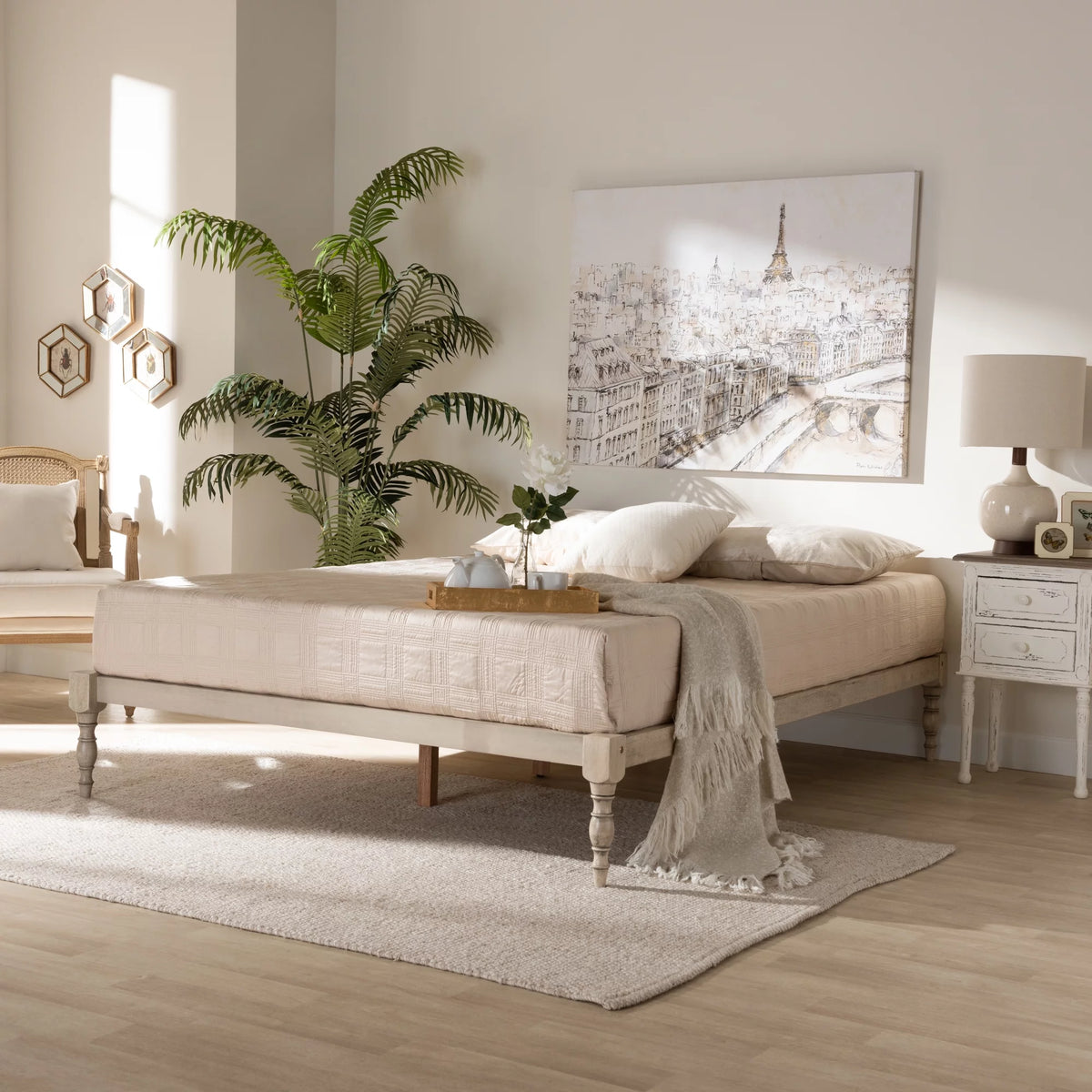 Walnut Brown Wood Full Size Platform Bed Frame G797
