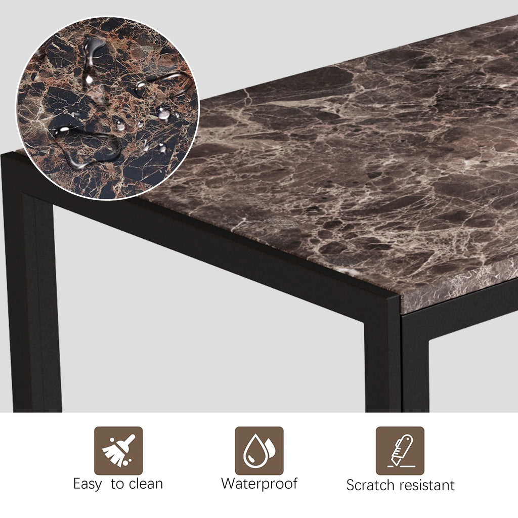 5 Piece Faux Marble Rectangular Dining Table Set with 4 Upholstered Metal Chairs R750408