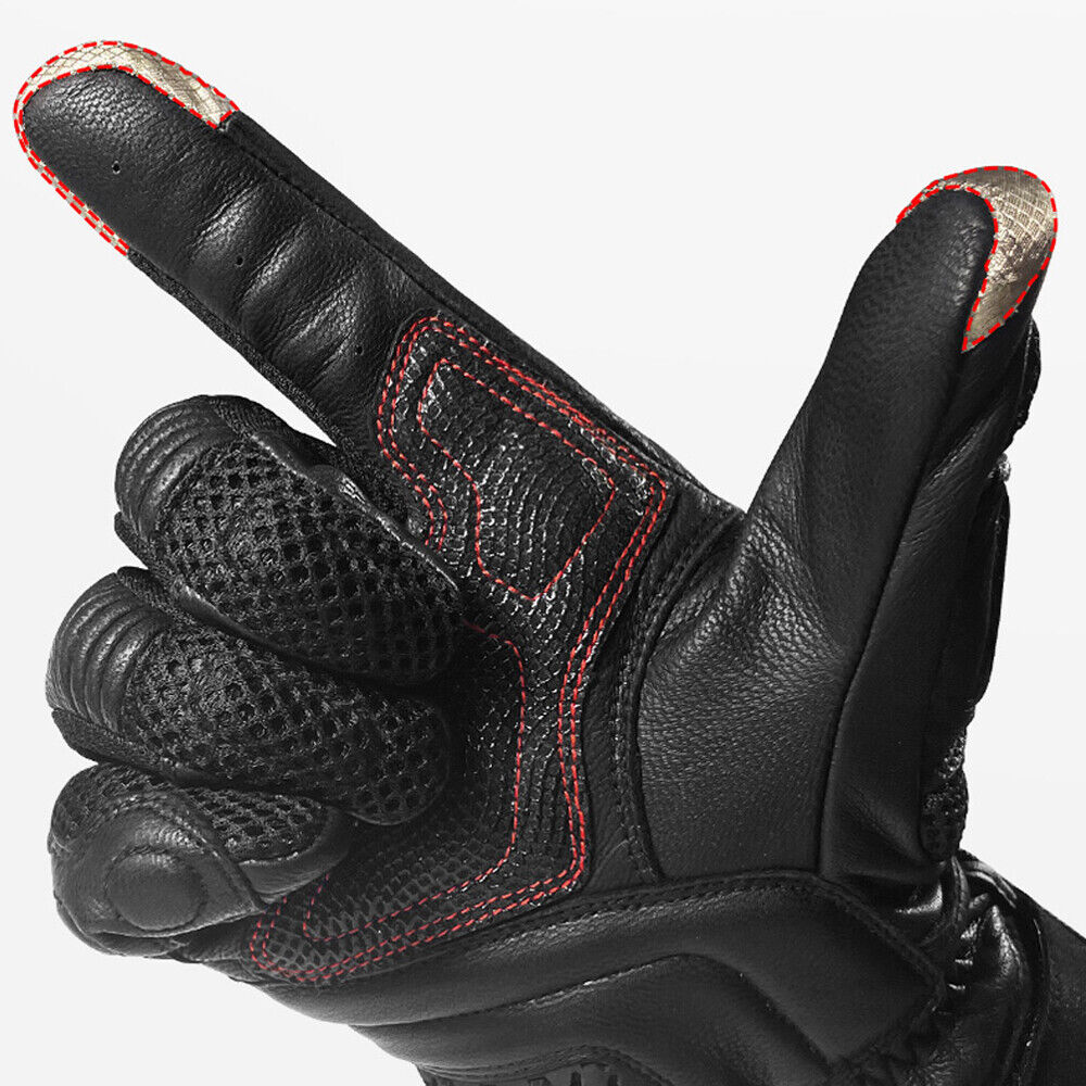 Leather Motorcycle Full Finger Touchscreen Riding Gloves H86495