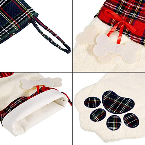 2 Pieces 17.7 Inch Christmas Pet Stockings Buffalo Plaid W26005