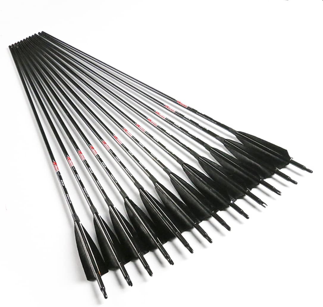 Carbon Arrows with Removable Tip, Spine 300 340 400 500 600, Pack of 6/12PCS G49505