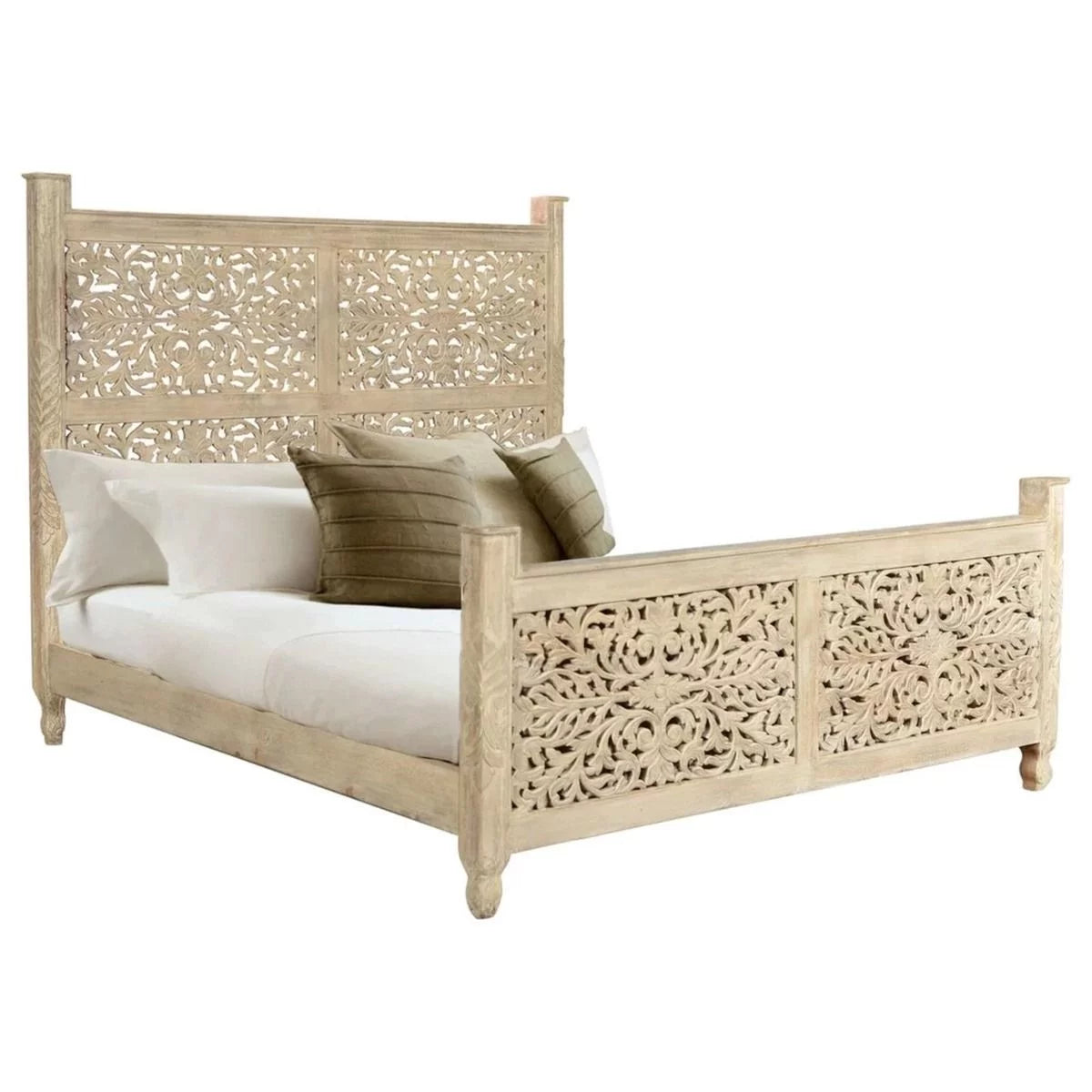 Hand Carved Solid Wooden Bed Frame K38052