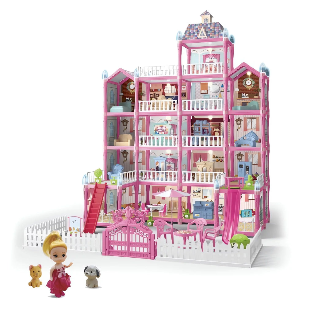 5-Story 19 Rooms Dollhouse with 1 Doll Toy Figure S672