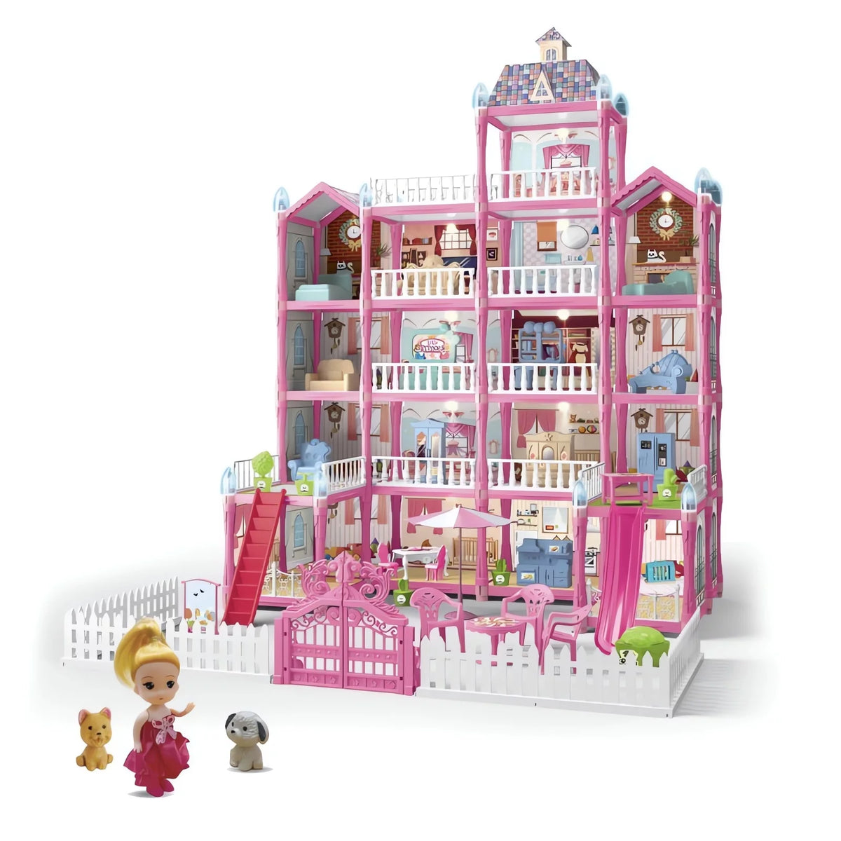 5-Story 19 Rooms Dollhouse with 1 Doll Toy Figure S672