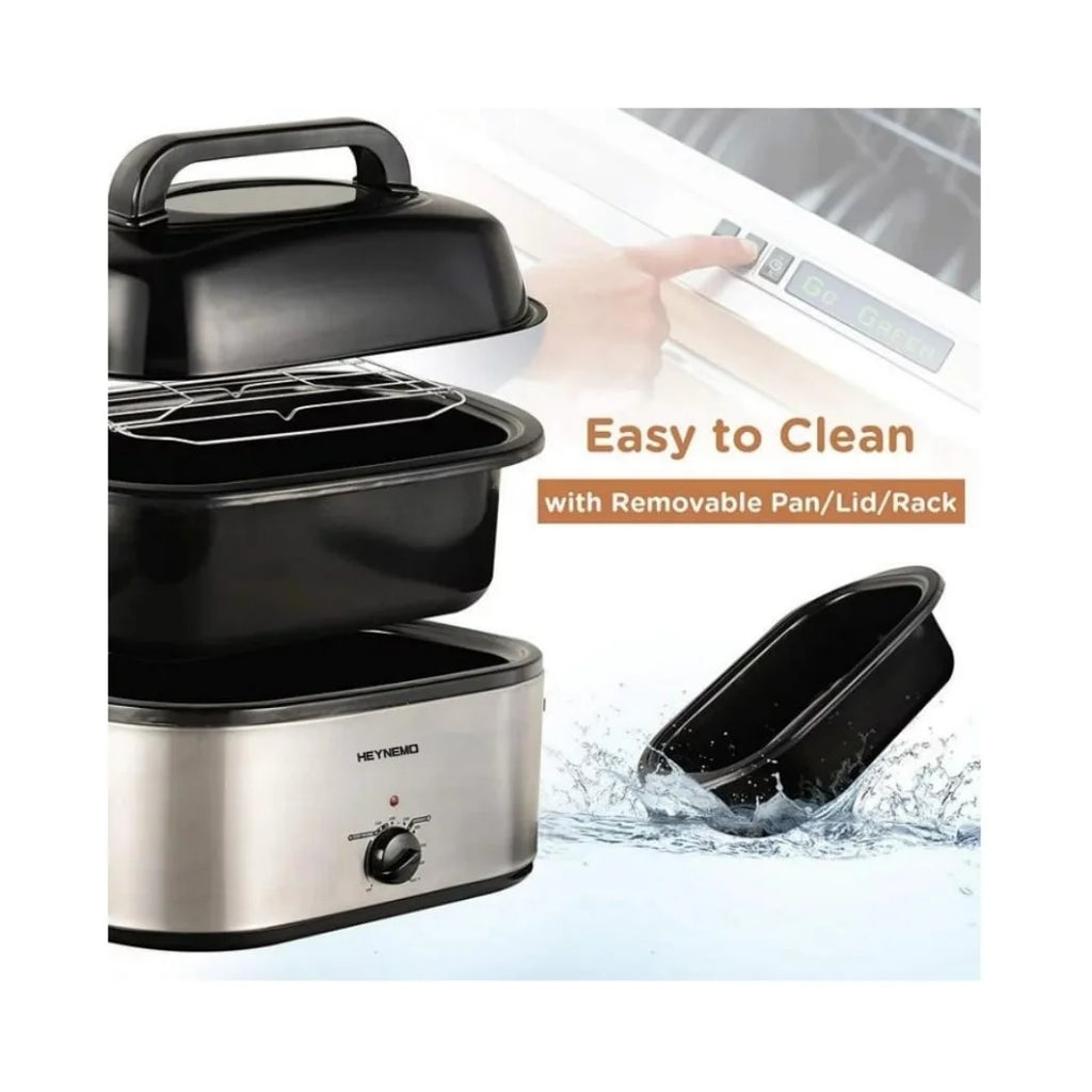 24 QT Stainless Steel Electric Roaster Oven with Self-Basting Lid L40947