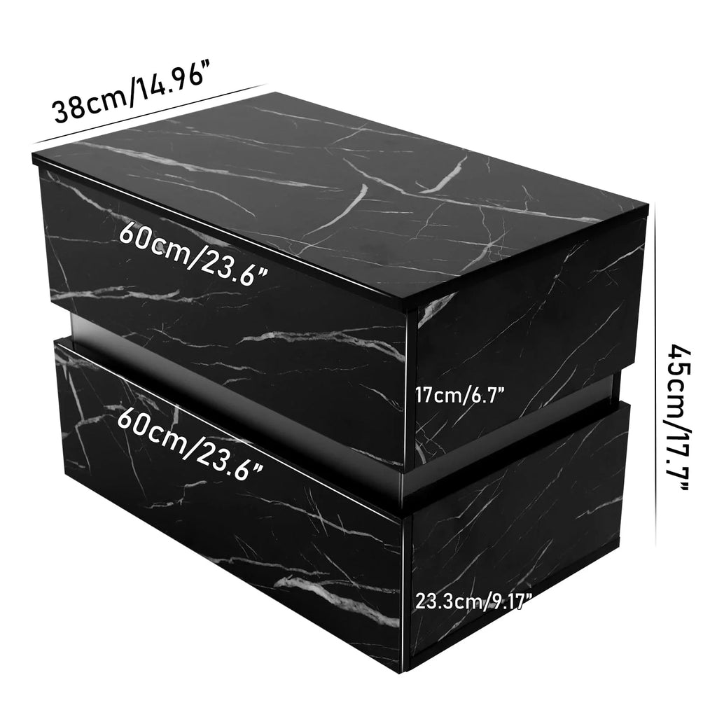 Black High Gloss LED Nightstand Set of 2 with 2 Drawers A275