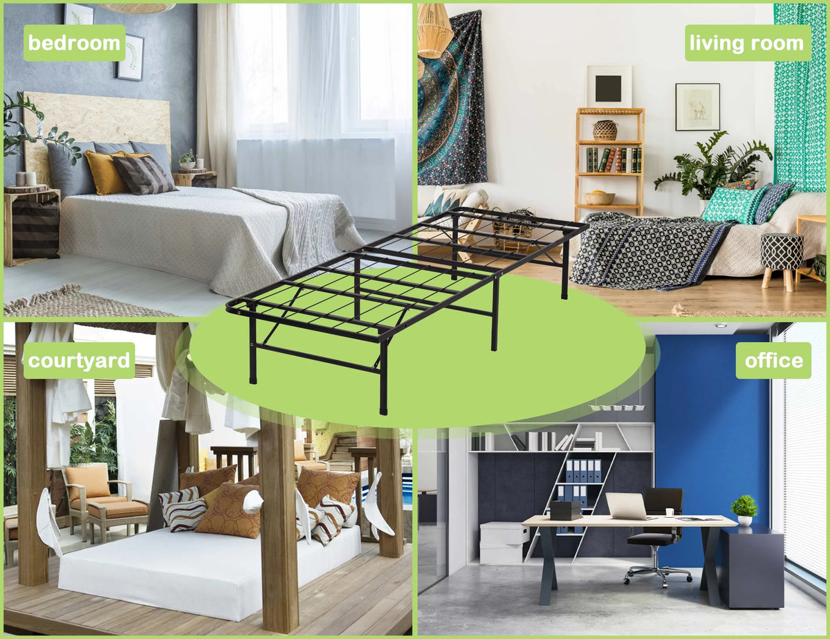 Foldable Twin Bed Frame 150LBS Capacity Heavy Duty G749