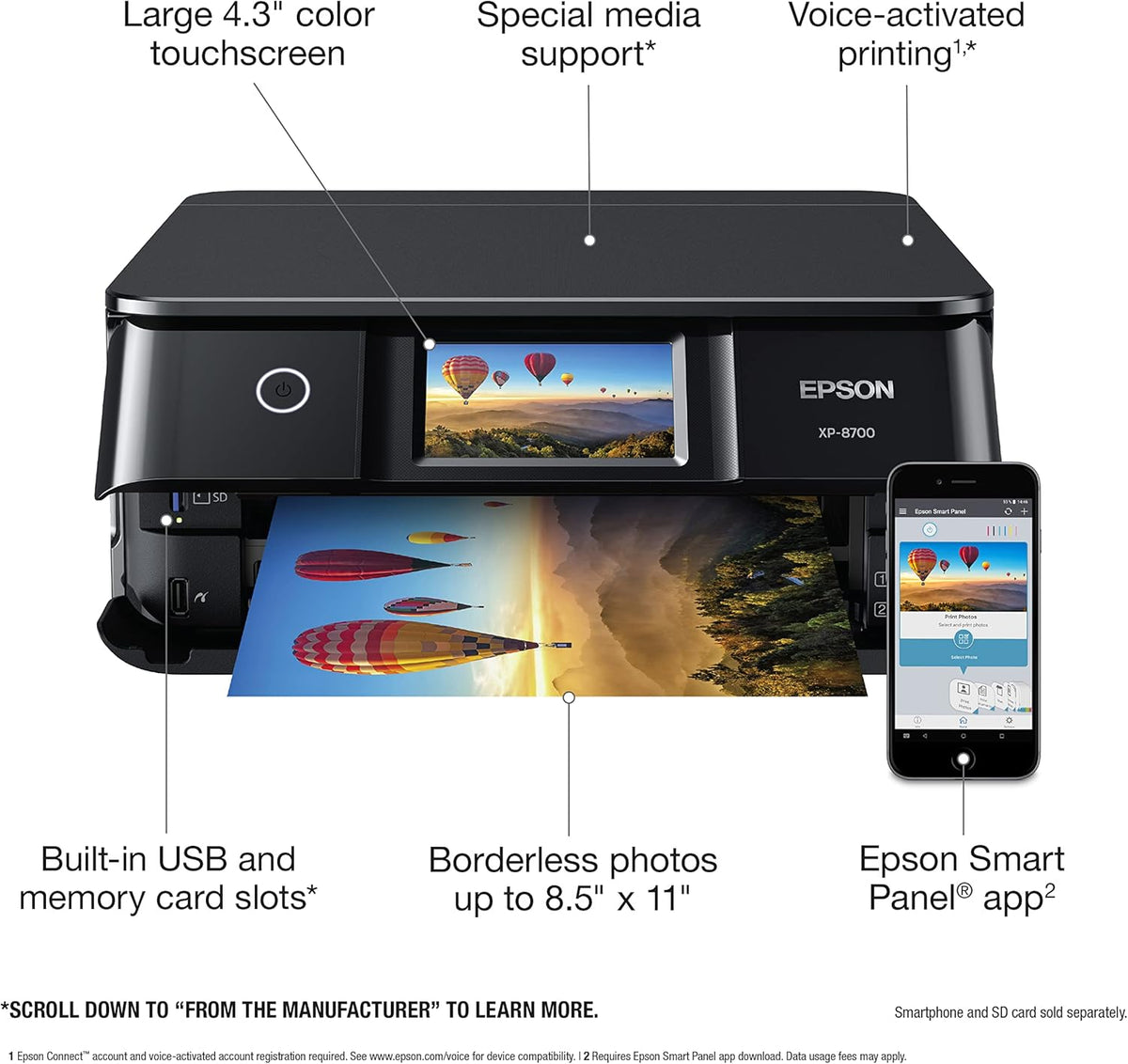 Black Wireless All-in-One Printer with Scanner and Copier C9850