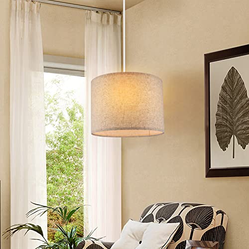 Beige Drum Fabric Lampshades Set of 2 C6394
