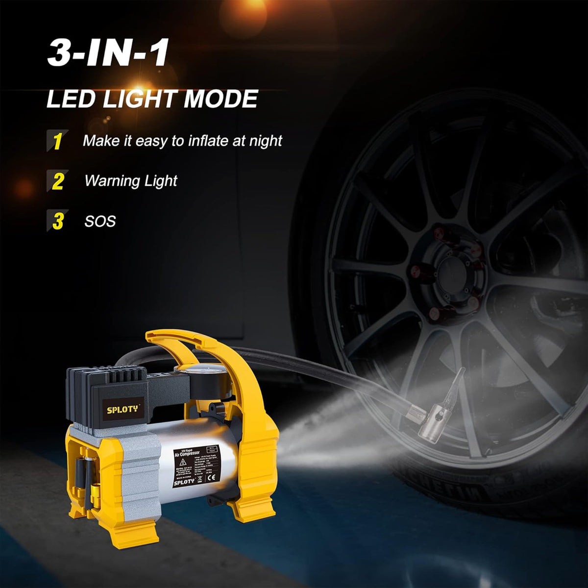 12V DC 140W Portable Tire Inflator with LED Light A154557