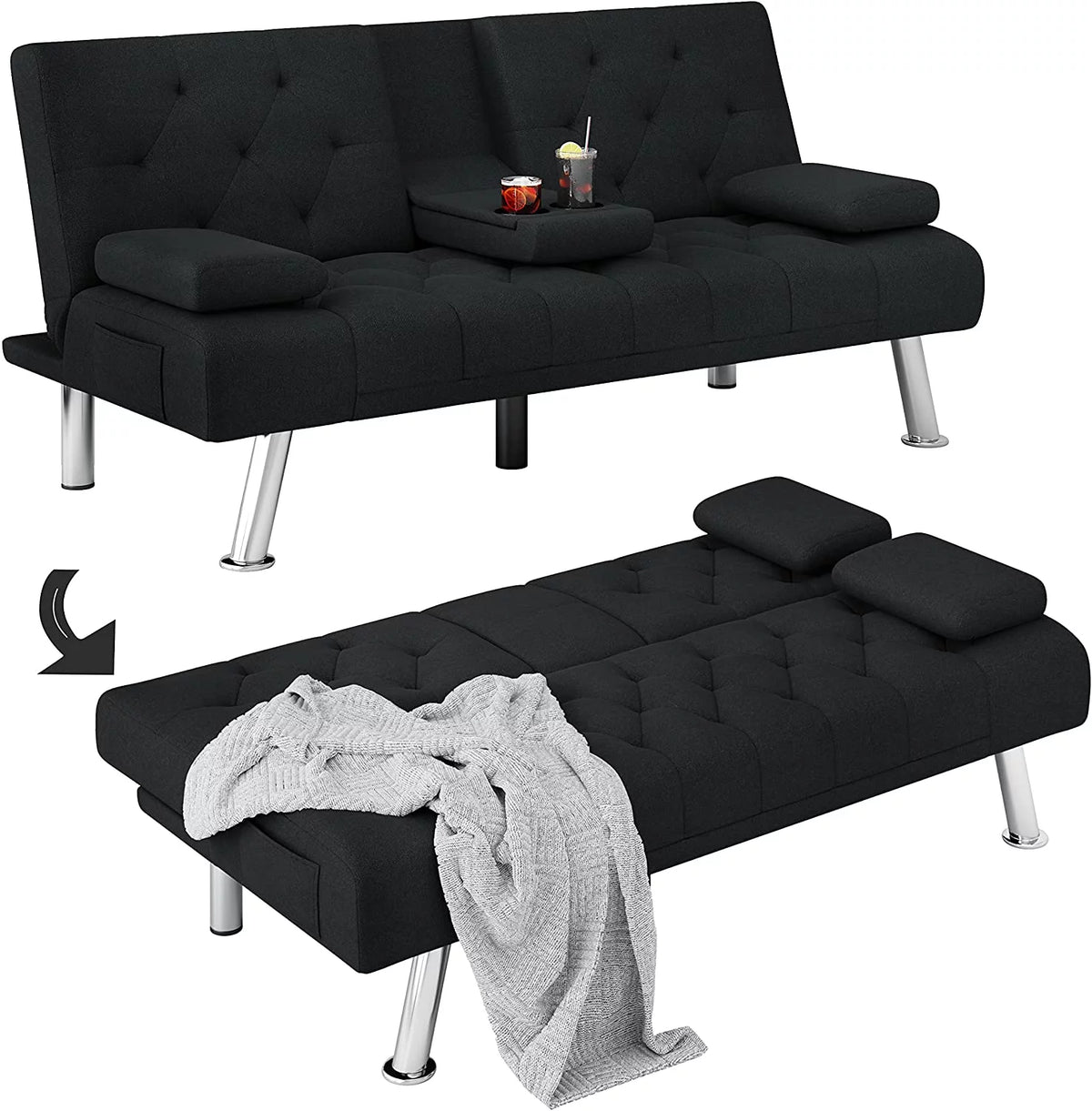 Gray Convertible Futon Sofa Bed Z579004