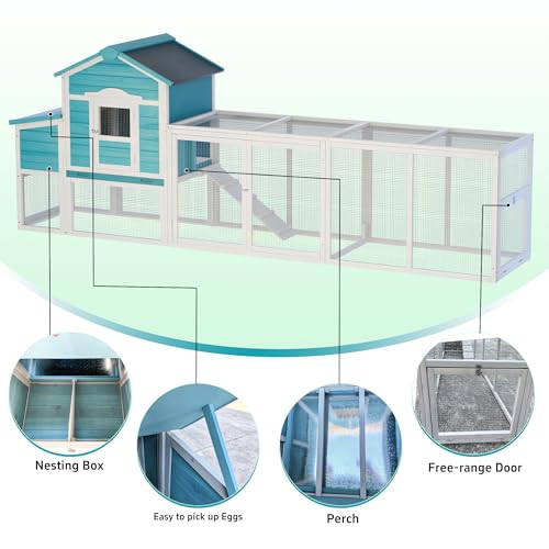 120'' Large Wooden Chicken Coop with Run V733358