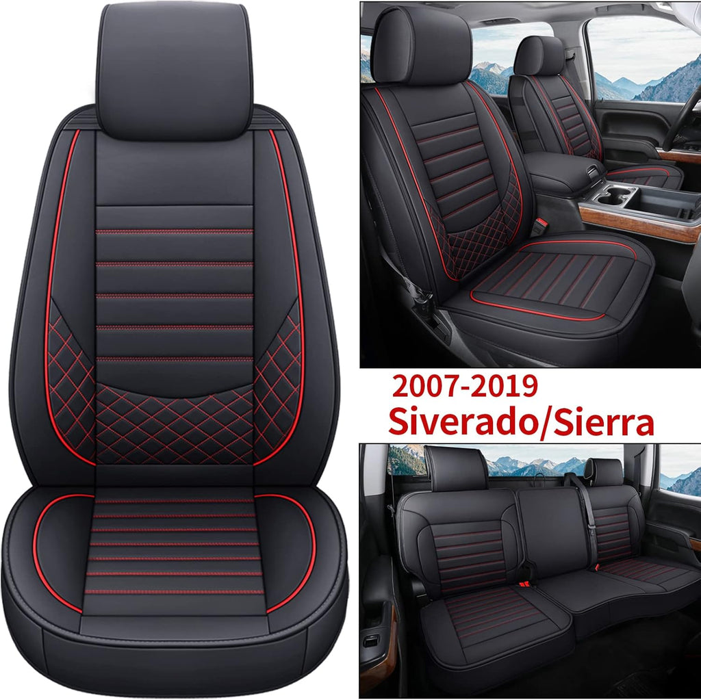 Black Non-Slip Leather Car Seat Covers Full Set Q828