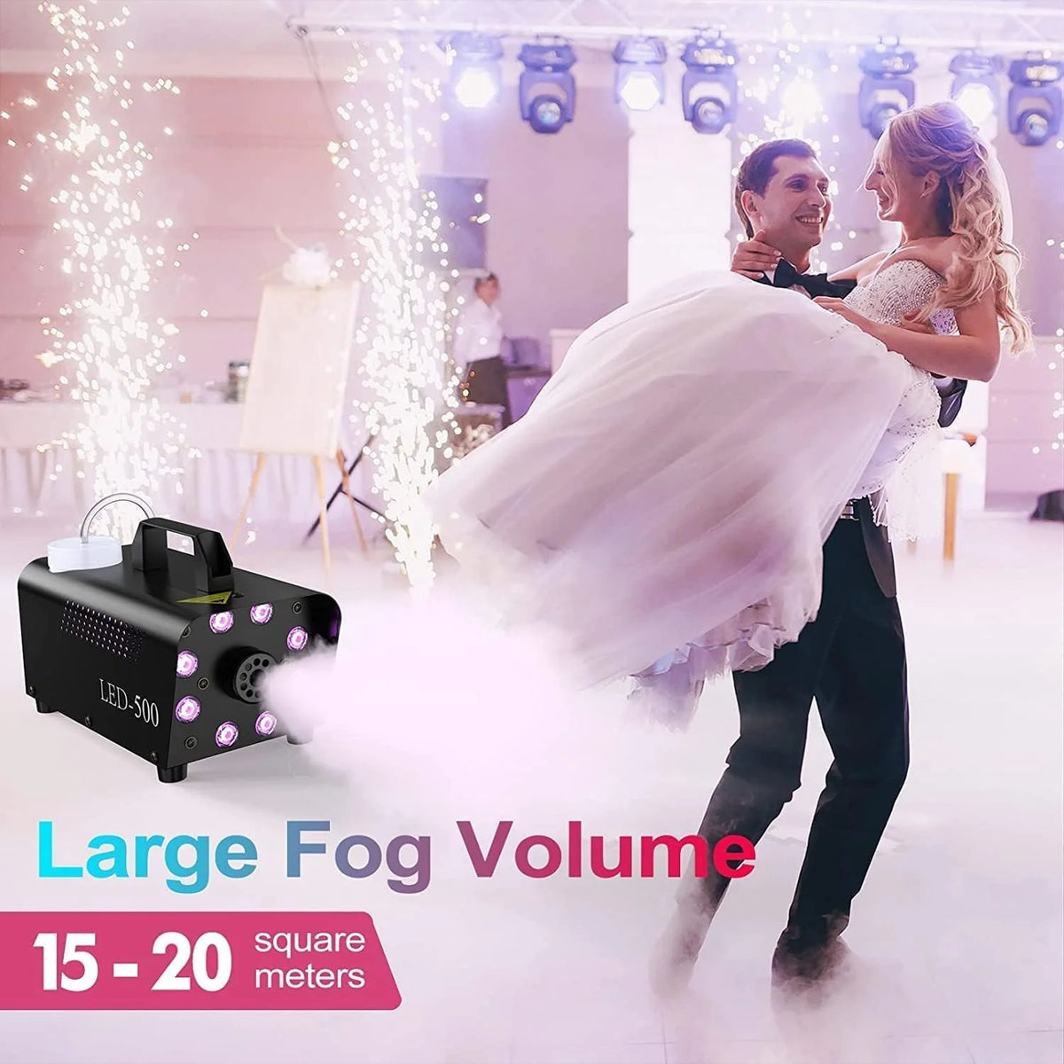 Halloween Smoke Machine with 3 Stage LED Lights and Wireless Remote Controls Y349