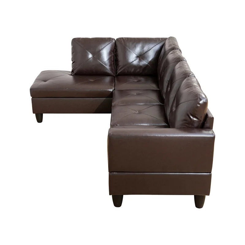 Faux Leather Left Facing Sectional Brown O675