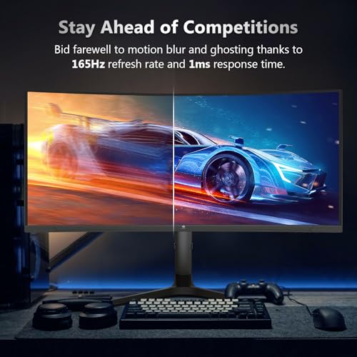 34" Ultrawide 2K Curved Gaming Monitor with 165Hz Refresh Rate, 21:9 Aspect Ratio, 3440x1440 Resolution, VA Panel M992808