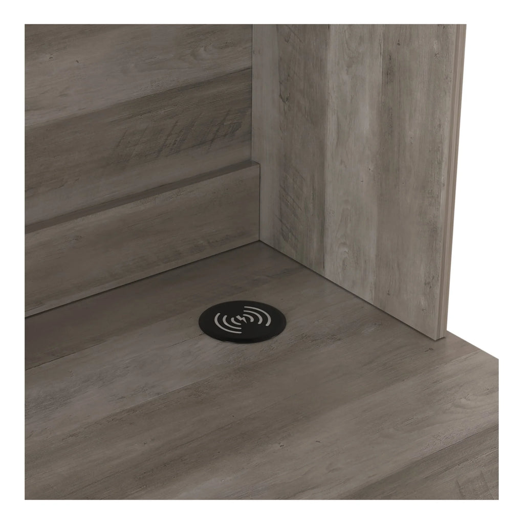 65"W Computer Desk With Hutch And Wireless Charging, Smoky Brown B802