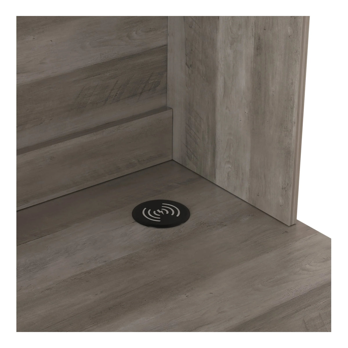 65"W Computer Desk With Hutch And Wireless Charging, Smoky Brown B802