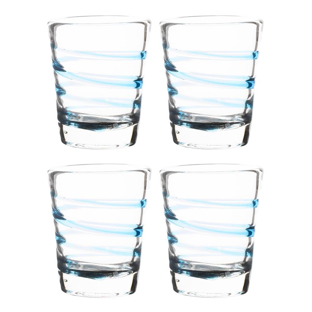 Aqua Twist Handblown Rocks Glasses - 10 oz - Set of 4 T8667