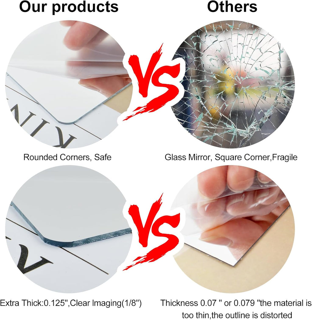 4 Pcs Self Adhesive Acrylic Square Mirror Tiles R91615
