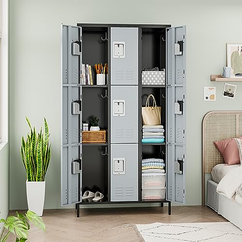 Vintage Metal Lockable 1 Door Storage Locker, Retro Black Steel Locker Q1371