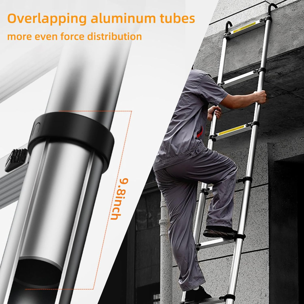 10.5ft Aluminum Telescoping Ladder with Hook B2995