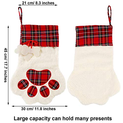 2 Pieces 17.7 Inch Christmas Pet Stockings Buffalo Plaid W26005