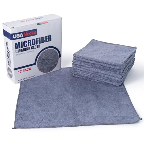 Grey 12 Pcs Microfiber Cleaning Cloth R86294