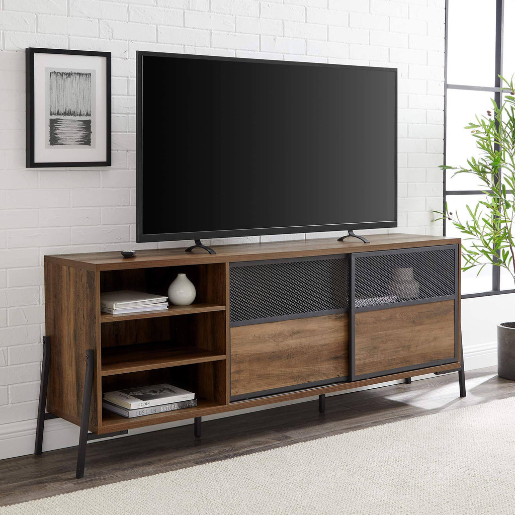 70x22 2 Door Sliding Metal Mesh Door TV Console E298