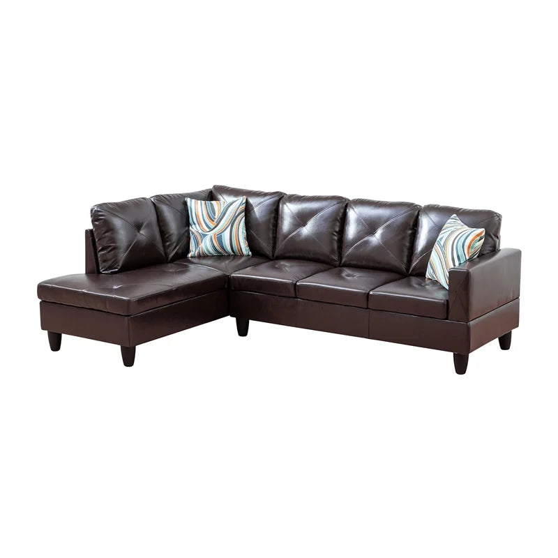 Faux Leather Left Facing Sectional Brown O675