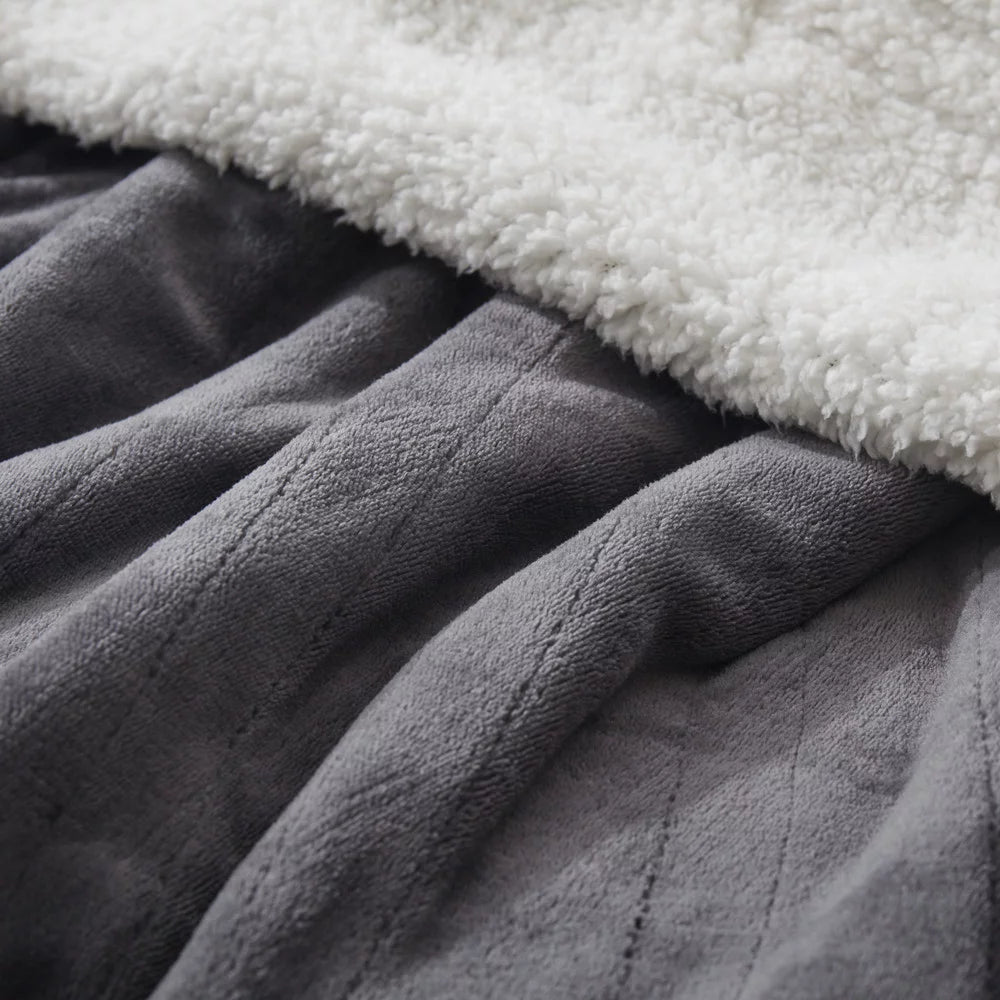 50x60" Electric Blanket Throw, 6 Heating Levels, Flannel to Sherpa Reversible, Grey P60862