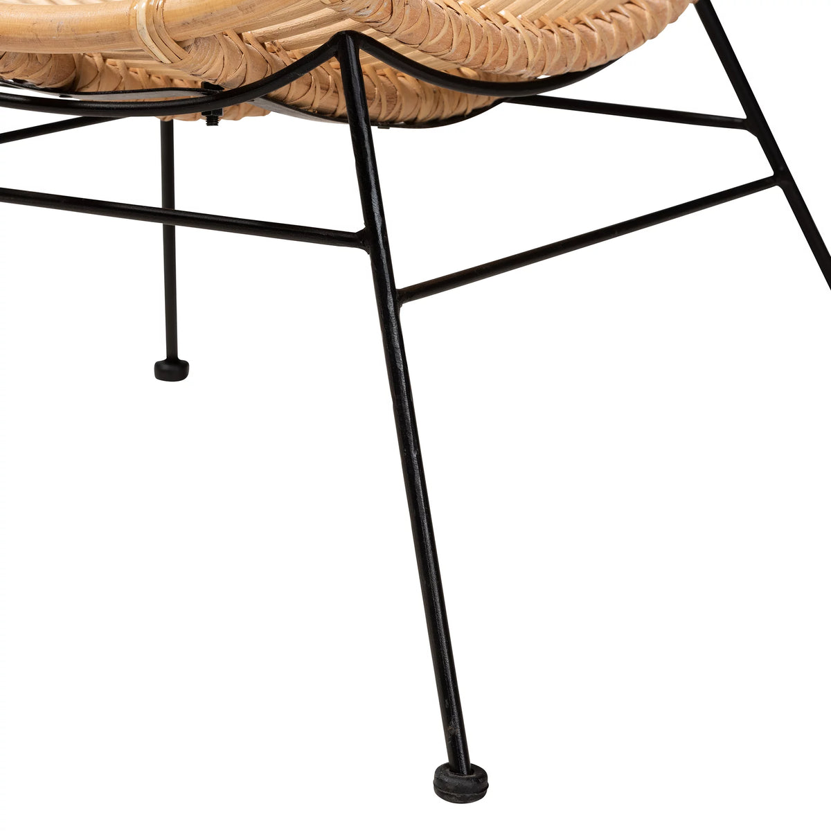 Natural Brown Rattan and Black Metal Accent Chair G649