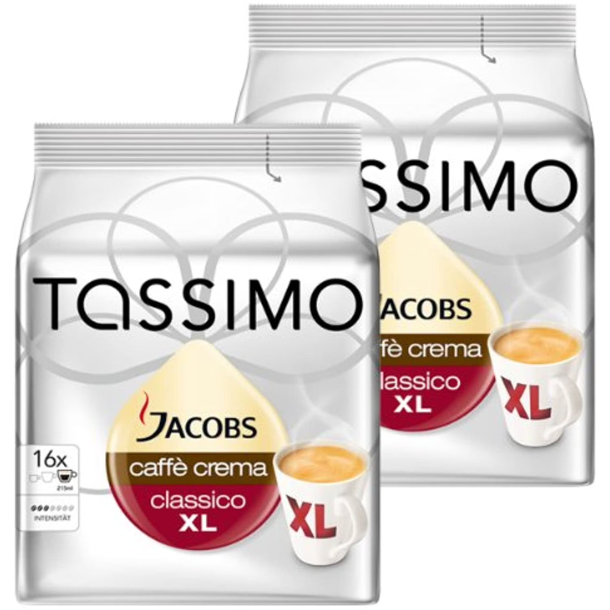 Tassimo Jacobs Caffè Crema Xl, Lot De 2, 2 X 16 T-Discs H340557