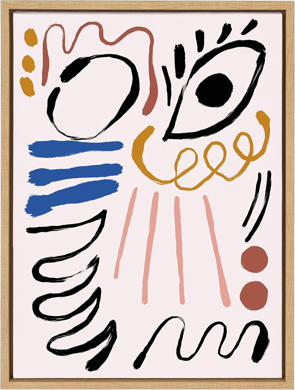 Abstract Face 3 Framed Canvas Wall Art, 23x33 Black R13965