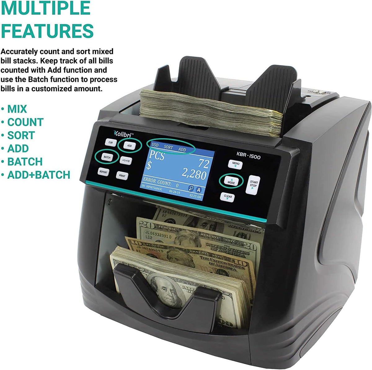 Mixed Denomination Money Counter Machine with Counterfeit Detection S604